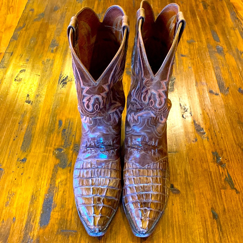 Lucchese 1883 Hornback Caiman Gator Tail Cowboy Boots in size 10.5 2E